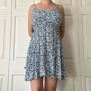 Floral blue green and white sundress